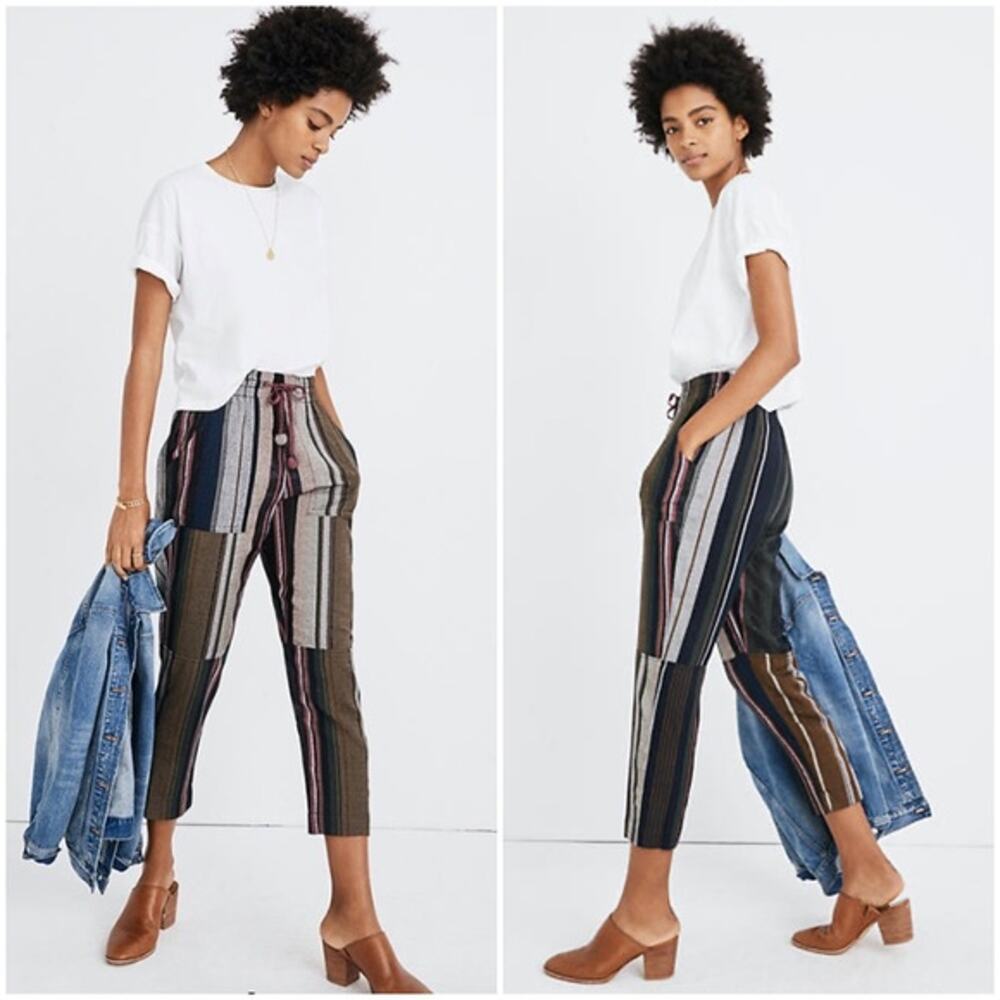 Apiece Apart Striped Boho Cropped Floris Casual Pants